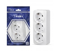 Розетка 3-местная о/п с заземлением 16A IP20 250В TOKOV TKE-FR-R3Z-C01