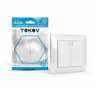 Выключатель 2-клавишный с/п AVA TOKOV LIGHT 10А белый с индикатором TKL-AV-V2IF-C01
