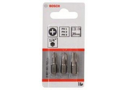 Биты односторонние 25 мм PH1/2/3 3 шт Bosch