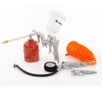 Набор пневмоинструмента, 5 предметов, быстросъемное соед, краскораспылитель с верхним бачком, Matrix