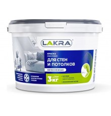 Краска ВД для стен и потолков Лакра белоснежная 3 кг Л-С