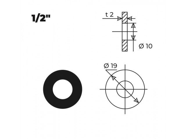 Прокладка резиновая 1/2  (упаковка 10шт) в блистере