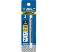 Сверло  3,0 мм по металлу, сталь Р6М5К5, класс А, кобальт, 1 шт, Зубр