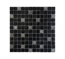 VESTA BLACK мозаика стеклянная чип 23х23х8 мм лист 300х300 мм на сетке(11шт/кор)