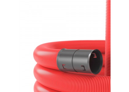 Труба двустенная ПНД/ПВД d 50 мм (25/50м) красная с протяжкой+муфта 