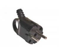 Вилка электрическая с заземлением угловая с ушком черная 16А А0112 UNIVersal