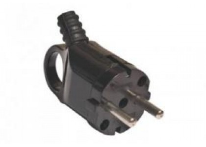 Вилка электрическая с заземлением угловая с ушком черная 16А А0112 UNIVersal