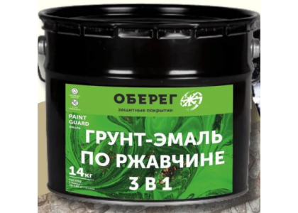 Грунт-эмаль PaintGuard по ржавчине алкидная 3 в 1 серый 14 кг
