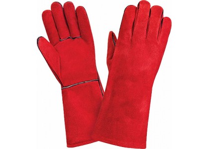 Краги Металлург Т12 ЕСО2 спилок красные пятипалые подкладка байка/полулен усиленные швы