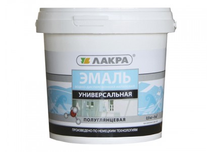 Эмаль акриловая универсальная Лакра белый полуглянцевый 0,9 кг Л-С