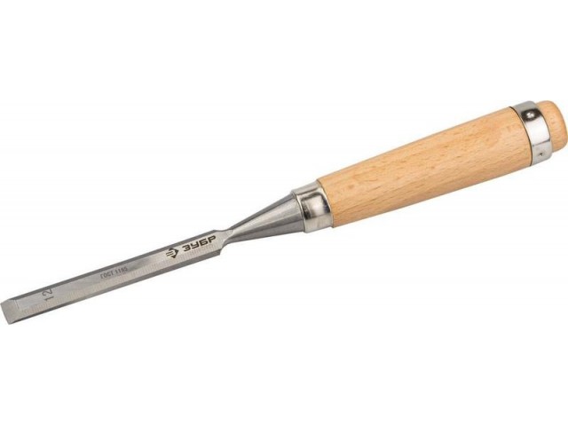 Стамеска-долото 12 мм, деревянная ручка, Cr-V, Зубр