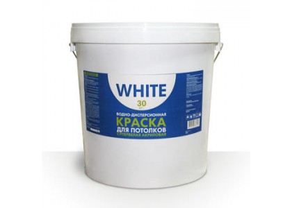 Краска ВД потолочная супербелая WHITE 30 кг 