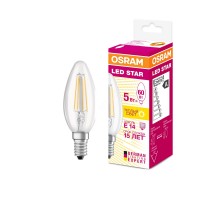 Лампа LED E14 5W STAR ClassikB, гнйтр. белый свет, прозр. колба