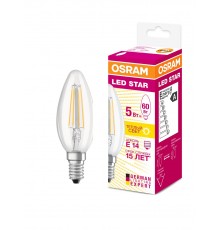 Лампа светодиодная LED 5Вт E14 STAR ClassikB нейтральный белый свет прозрачная колба