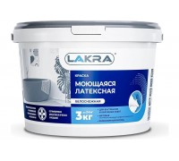 Краска ВД латексная Лакра моющаяся белоснежная 3 кг Л-С
