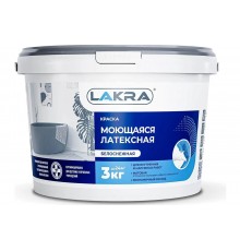 Краска ВД латексная Лакра моющаяся белоснежная 3 кг Л-С