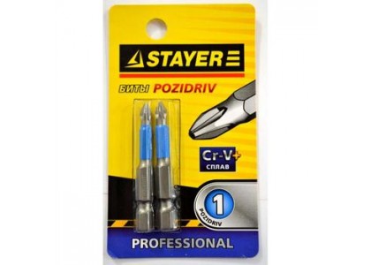 Биты крестовые PZ1 х 50 мм, 2 шт, Stayer