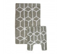 Набор: 2 коврика (для ванны, для туалета) Лабиринт хлопок зеленый 50x80см 