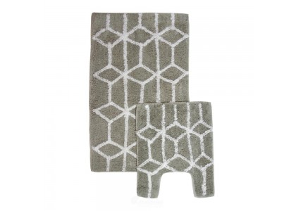 Набор: 2 коврика (для ванны, для туалета) Лабиринт хлопок зеленый 50x80см 