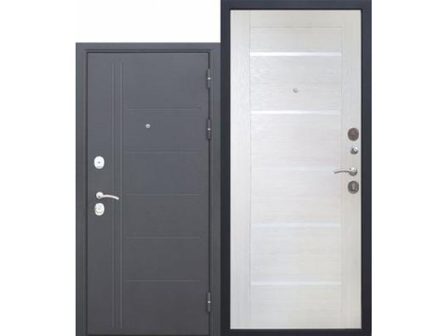 Дверь входная металлическая Троя Серебро 10 см лиственница беж царга 860х2050 правая