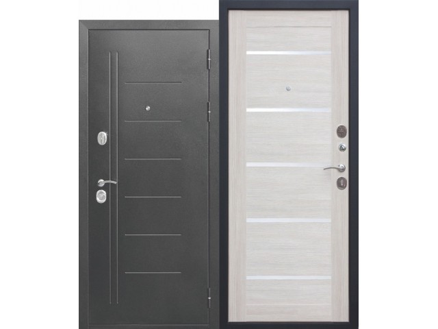 Дверь входная металлическая Троя Серебро 10 см лиственница беж царга 960х2050 правая