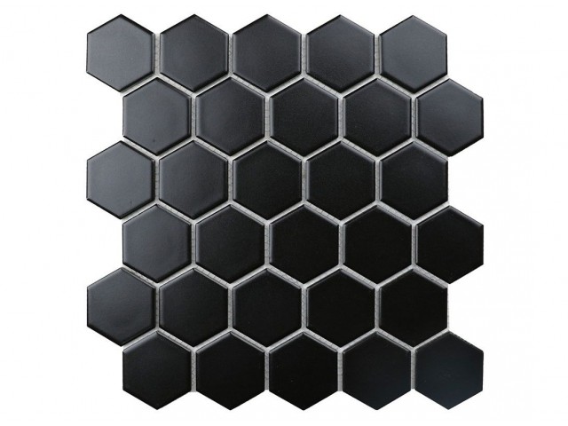 BLACK GAMMA мозаика керамическая матовая чип 51х59х5 мм лист 272х282 мм на сетке (20шт/кор)