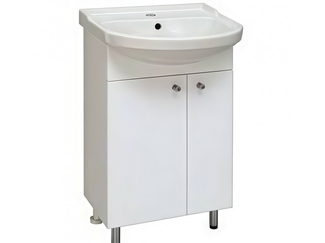 Тумба 50 Классик белый лак стенки белые с умывальником 50 Фостер (комплект)