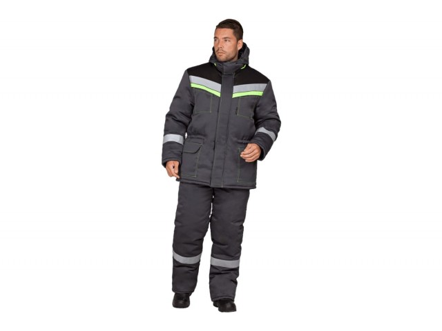 Костюм зимний УРЕНГОЙ куртка, брюки, размер 120-124, рост 194-200 серо-черный