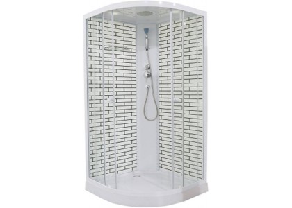 Душевая кабина 90*90*215 н/п ODA 5020 Р белый кирпич прозрачное стекло