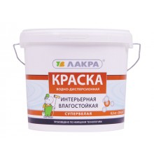 Краска ВД влагостойкая интерьерная Лакра супербелая 6,5 кг