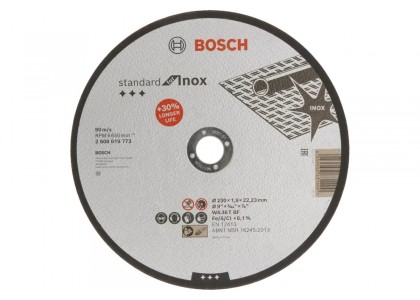 Круг отрезной по металлу 230 x 1,9 мм Standard Inox, Bosch
