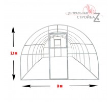 Теплица Кормилица 3х4х2,1м окрашенная, 2 двери, 3 дуги с шагом 1м, 12 вставок, 2 основания по 4м