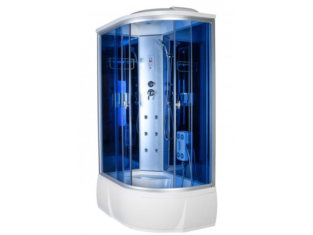 Душевая кабина 120*80*220 в/п синяя правая Aquacubic 3306A R blue mirror
