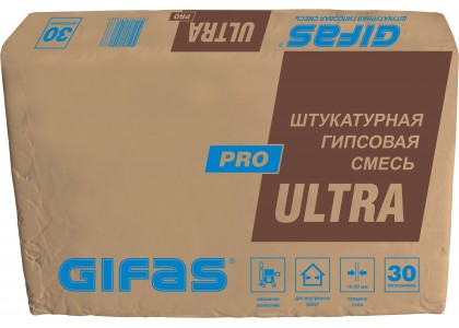 Штукатурка Гифас GIFAS ULTRA PRO 30 кг гипсовая для руч и маш нанесения толщина слоя 10-50 мм (40)