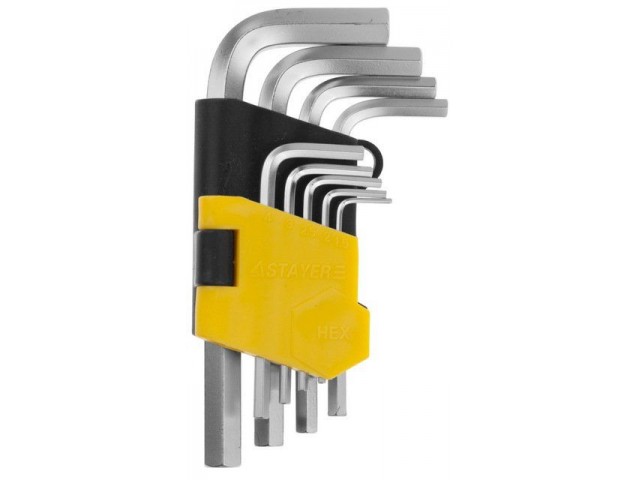 Набор ключей имбусовых, 1,5 -10 мм, Cr-V, 9 шт, короткие, Stayer