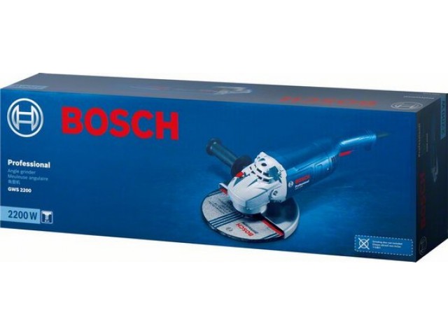 Углошлифмашина Bosch GWS 2200, 230 мм, 2200 Вт, 6500 об/мин, 5,2 кг