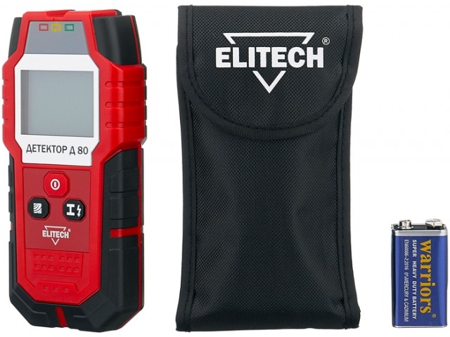Детектор металла Д-80 (черные и цветные металлы, дерево, проводка) Elitech
