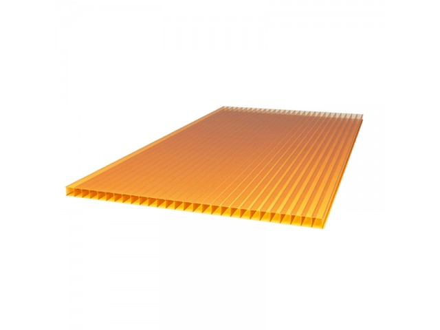 Сотовый поликарбонат 4 мм 2,1х6м Оранжевый Ultra уд. вес 0,5(0.45) кг/м2