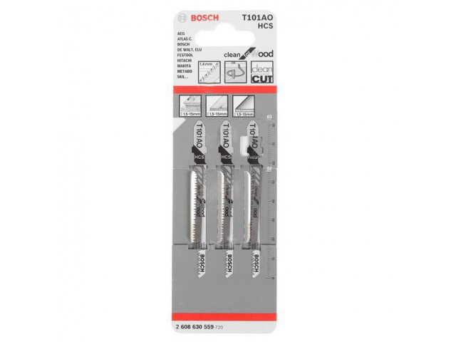 Пилки по дереву  83 х 1,4 мм, 3 шт, T101AO, Bosch