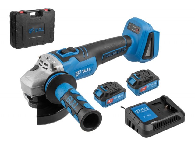 Углошлифмашина BULL CSG 1812 R, аккум, бесщет, 125мм, регул об, 8000 об/мин, 1х4 А*ч, з/у 4А
