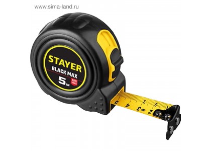 Рулетка  5 м х 25 мм Stayer BlackMax ударостойкий обрезиненный корпус два фиксатора