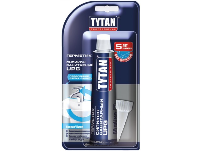 Герметик TYTAN Professional силиконовый санитарный белый UPG 60 мл блистер