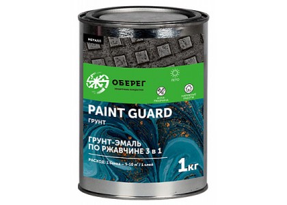 Грунт-эмаль PaintGuard по ржавчине алкидная 3 в 1 серый 1 кг