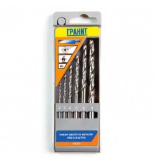 Набор сверл по металлу 2,3,4,5,6,8 мм, быстрорежущая сталь, 6 шт, Гранит