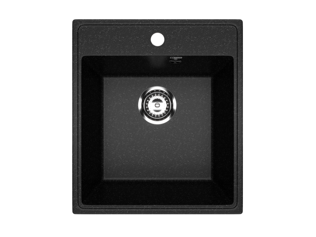 Мойка каменная прямоугольная 425х485х195мм черный оникс мат