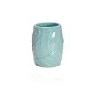 Стакан для зубных щеток настольный двухсекционный керамика листок мятный