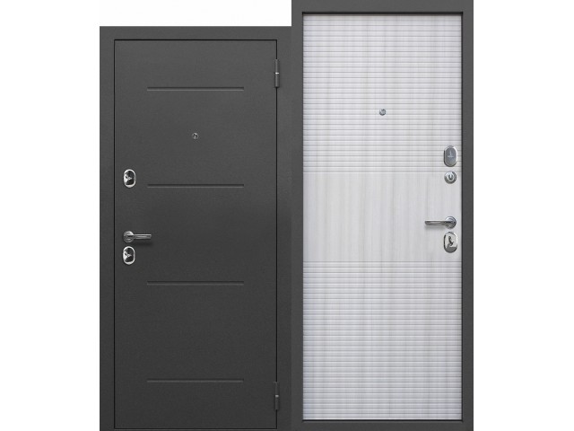 Дверь металлическая Гарда Серебро 7,5 см белый ясень 860х2050 правая