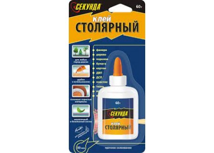 Клей Секунда столярный 60 гр блистер 12 шт