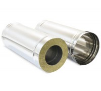Труба-сэндвич дымовая дымоходная d115/200 L1000 0,5мм нерж/нерж зеркальная (AISI 430)