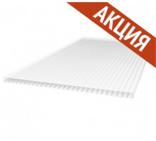 Сотовый поликарбонат 4мм 2,1х6м прозрачный Тепличник Био (0,60кг/м2) 7,60кг